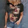 Tricou de damă la modă imprimat 3D, de vară, respirabil, casual, versatil