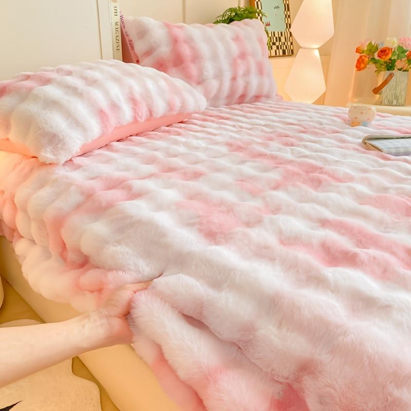 1 шт. Роскошная утолщенная простыня на резинке из искусственного кроличьего меха - Мягкая, теплая и удобная, машинная стирка, идеально подходит для зимнего постельного белья, идеальный подарок для спальни