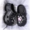 Zapatos de agujeros con suela gruesa para uso exterior de verano DIY dulce y fresco estilo Y2K estrella de cinco puntas elevador de bolsa zapatillas frescas