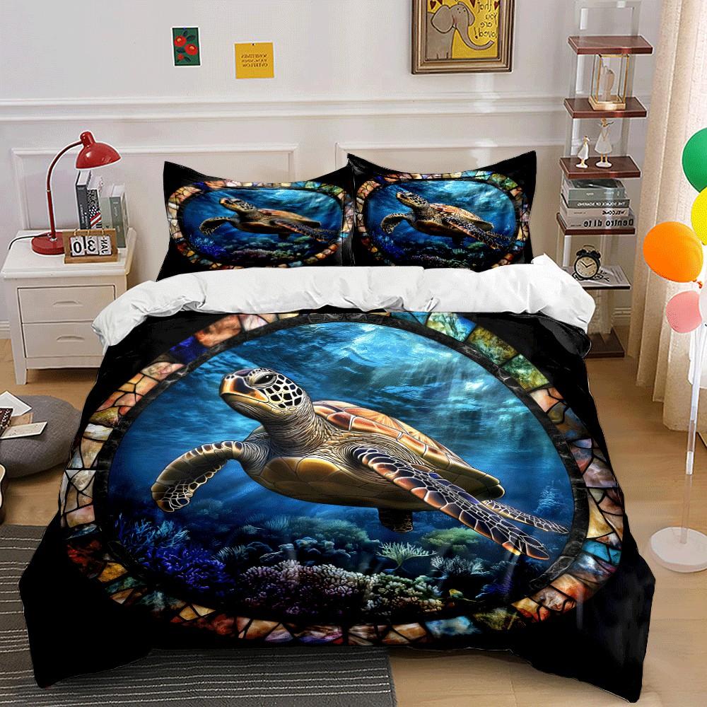 Marine Life Art Decor Set Exquisite three-piece bedding set gift for kids and adults