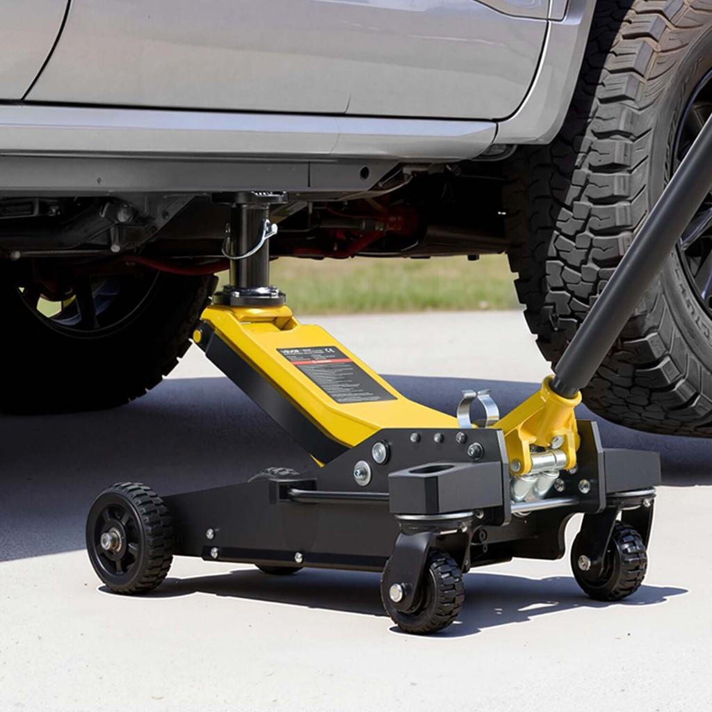 Floor Jack, 3 Ton Capacity, Aluminum & Steel Racing Floor Jack with Dual Pistons Quick Lift Pump & Extension Post, Hydraulic Trolley Car Lift for