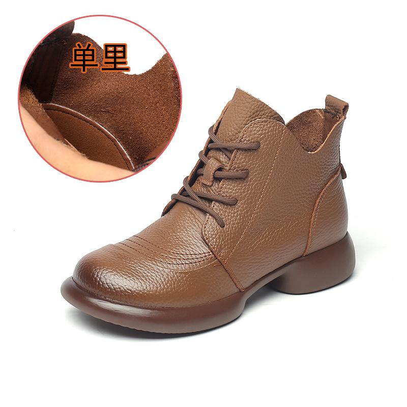 Fashion GKTINOO Women Autumn Boots Cowhide Ankle Boots 2025 Winter Retro Casual Genuine Leather Mother Boots Fur Keep Warm Low Heel 41