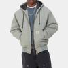 Carhartt WIP SS23 Active Jacket Classic Solid Color Canvas Distressed Loose Cotton Warm Hooded Jacket Men jackets Smoke-Green I027360-1ND-3K
