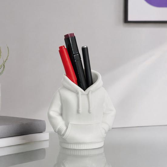 3D Printed Hoodie Pen Holder, Sweatshirt Shape Desk Organizer, Creative Storage for Pens, Makeup Brushes, Office Supplies