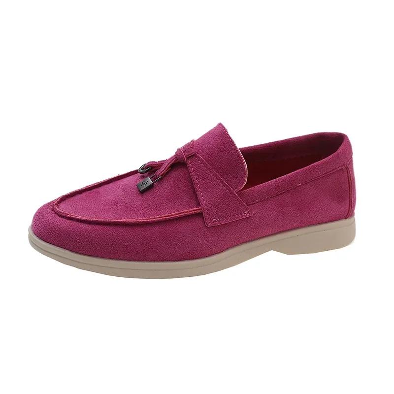 Scarpe basse sportive da donna, nuove tendenze primavera autunno, mocassini in pelle scamosciata con plateau, scarpe casual da passeggio antiscivolo da donna