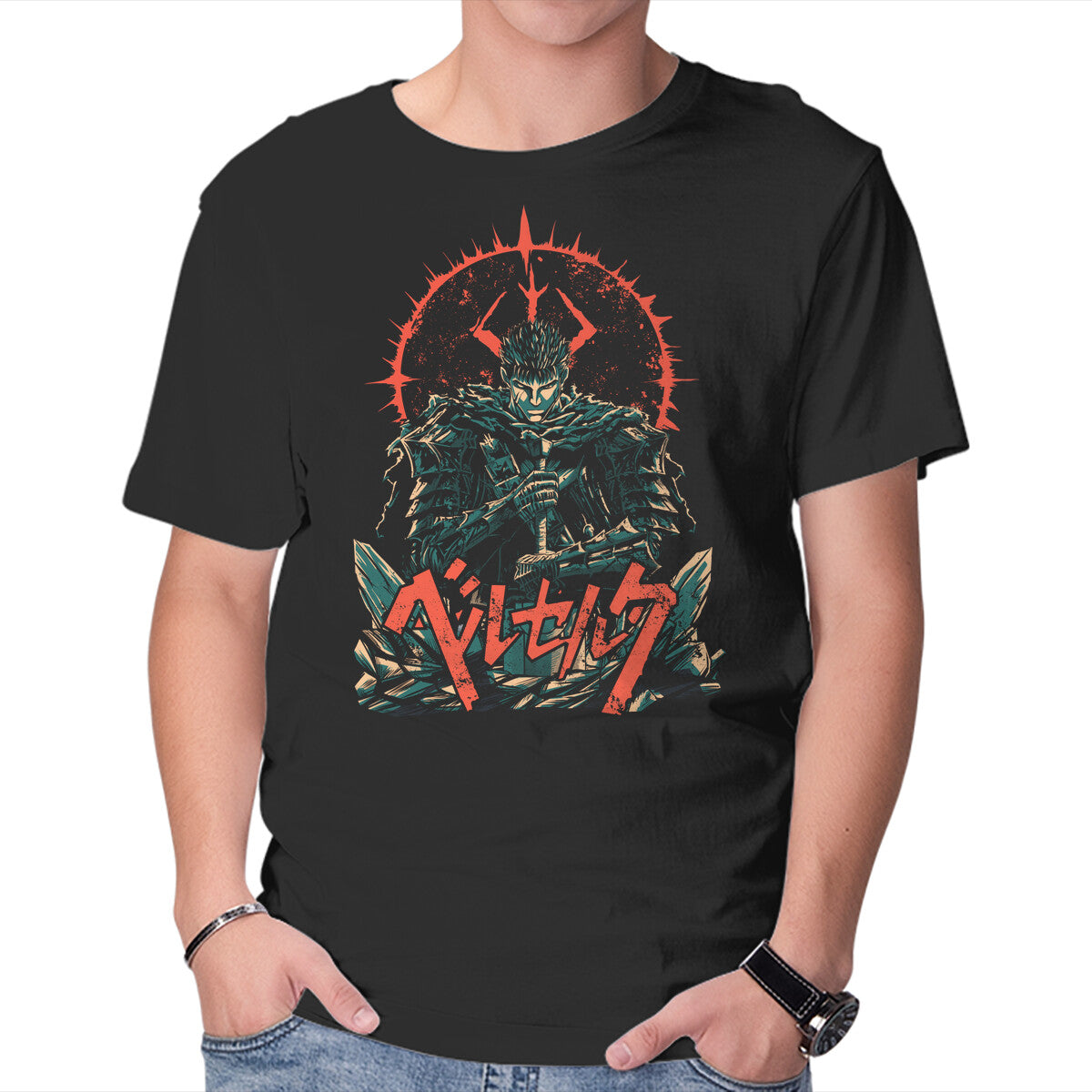 Unisex Crew Neck T-Shirt The Lone Warrior Graphic Short Sleeve Casual Tee XXXXL