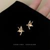 Micro-inlaid zircon design sense star small stud earrings fashion commuting versatile hollow five-pointed star pearl earrings