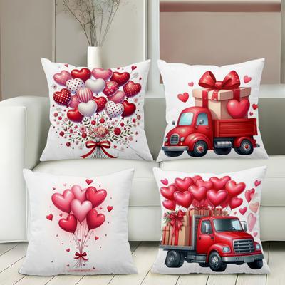 Herzballons LKW Geschenkkartons Kissenbezüge Polyester-Kissenbezug, dekorativer Sofakissenbezug Kopfteilkissen