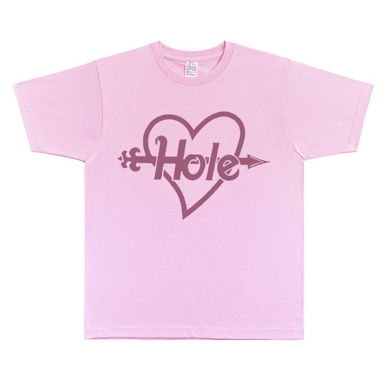 Alternative Rock Band Hole Pink Heart and Arrow Graphic Print T-shirt Courtney Love T-shirts Men Women Gothic Oversized T Shirts