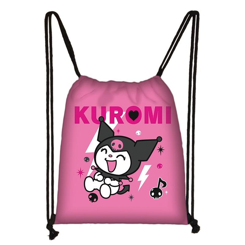 Kuromi Drawstring Bag Backpack Pink Storage Bag Perfect Student Gift RoseRed