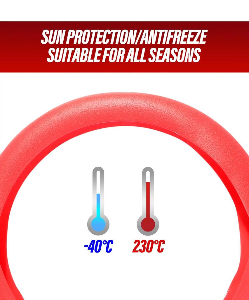 Rutschfeste Silikon-Lenkradabdeckung - Universelle Passform, Weich & Geruchlos Passt für 14''/15''/16'' Räder, Langlebig & Ganzjährig