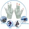 1 Pair Warm Plush Gloves Cutout Finger Tips Thick Plush Funny Cartoon Face Knitted Soft Elastic Anti-slip Warm Touch Screen Cycling Gloves