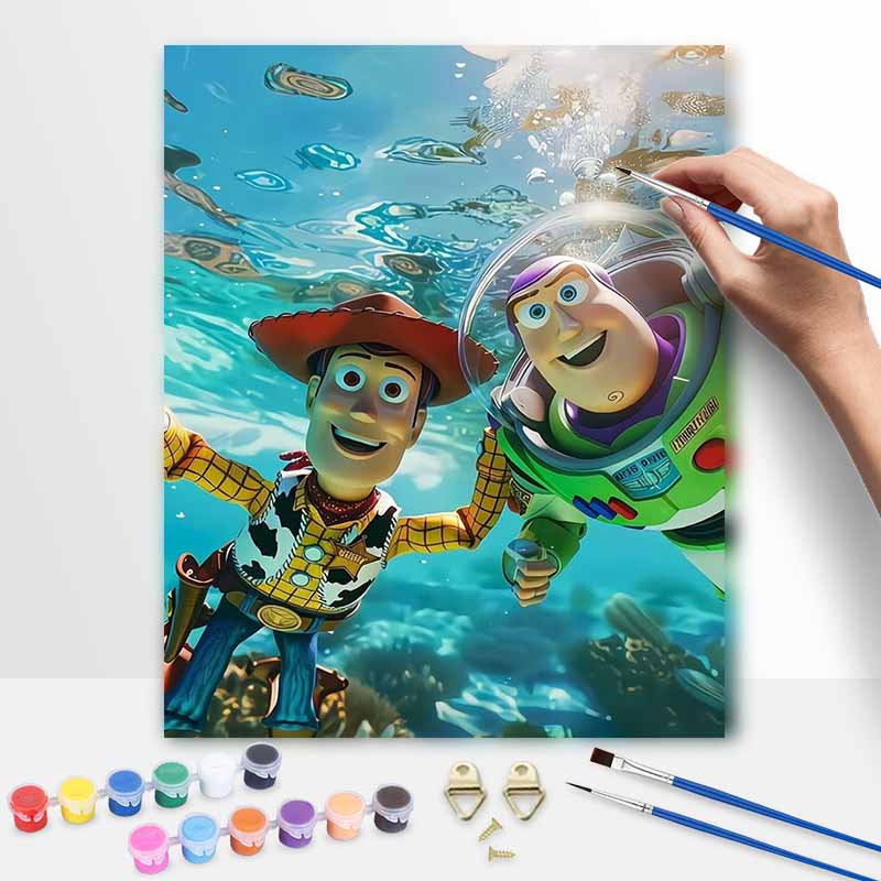 Disney Toy Story Woody Buzz Lightyear Oil Painting Art Handmade Diy Painting Home Decoration Gift