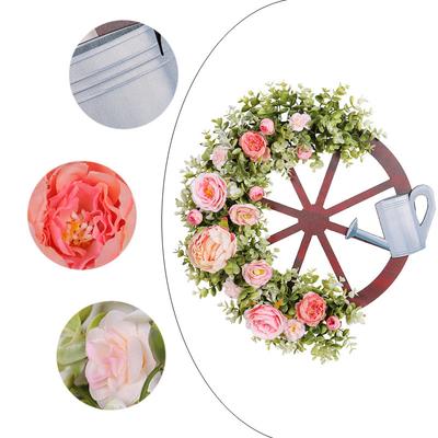 Couronne de Roue de Bouilloire Créative Couronne de Simulation de Printemps Couronne Extérieure Accessoires d'Arrangement Scène Pastorale