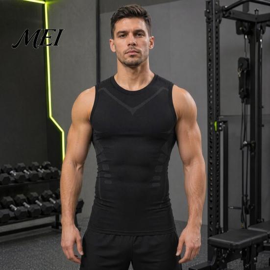 Kalorienverbrennendes Kompressions-Tanktop für Herren, Hohe Dehnbarkeit, Schnelltrocknend, Athletisch für Basketball, Kernstraffung, Training, Laufen, Haltungskorrektor