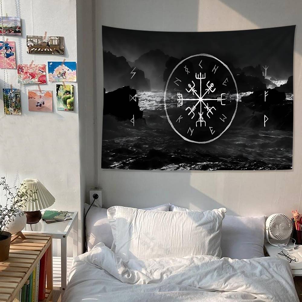 VViking Logo VVegvisir Luxury Hippie Wall Hanging Tapestries for Living Room Home Dorm Decor Art Home Decor
