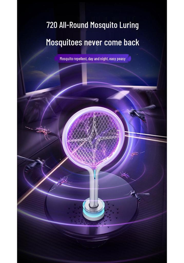 Wall-Mounted 3-in-1 Purple Light Electric Mosquito Swatter: Handheld, Electric Shock, Insect Attracting Killer Lamp