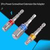 3PCS 1/4" 3/8" 1/2" Drive Socket Adapter Set High Speed Nut Driver Multi-Color Impact Grade Socket Adapter 1/4 Inch Hex Shank