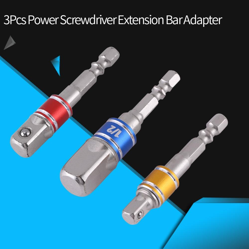 3PCS 1/4" 3/8" 1/2" Drive Socket Adapter Set High Speed Nut Driver Multi-Color Impact Grade Socket Adapter 1/4 Inch Hex Shank