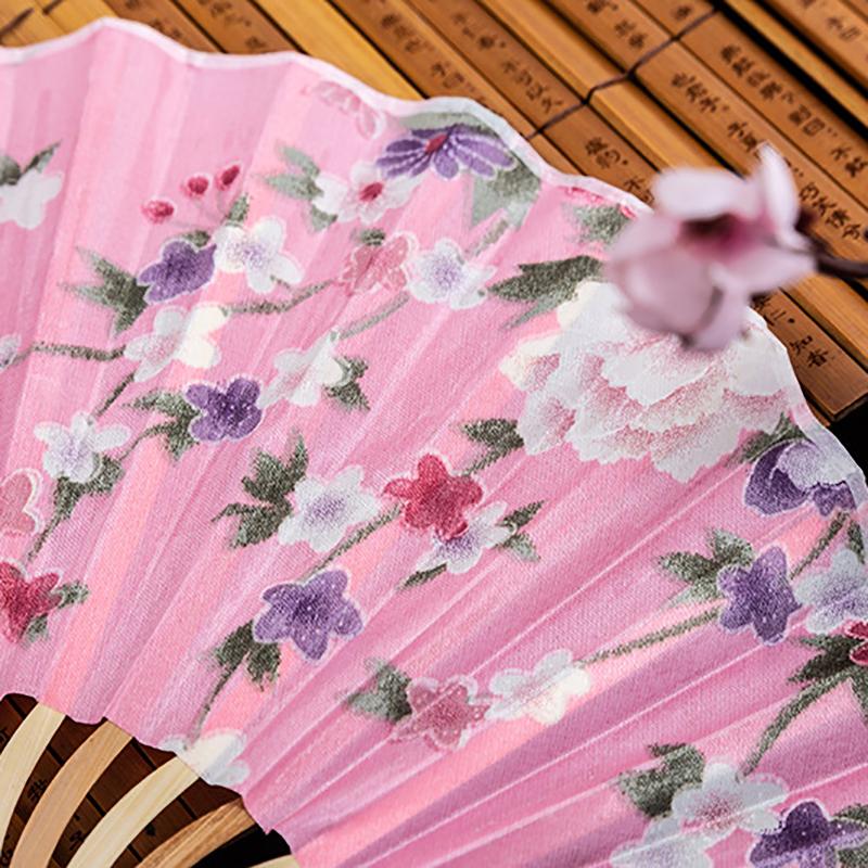 Hand Fold Fan Retro Adornment Woman Man Dance Props Wedding Living Room Cabinet Decor Bamboo Wood Silk Flower Folding Fan