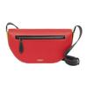 Red & Black Leather Saddle Shoulder Bag With Gold Hardware For Daily Use