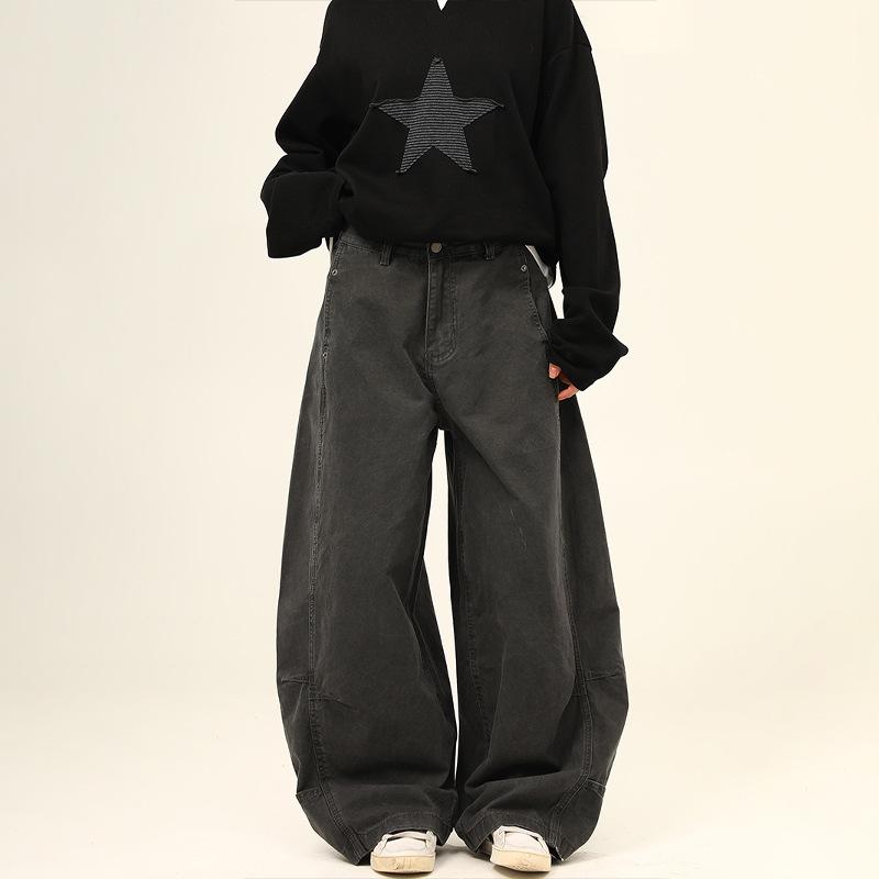 

Унисекс брюки карго в стиле ретро палаццо 2025: Модные брюки свободного кроя для мужчин и женщин M серый