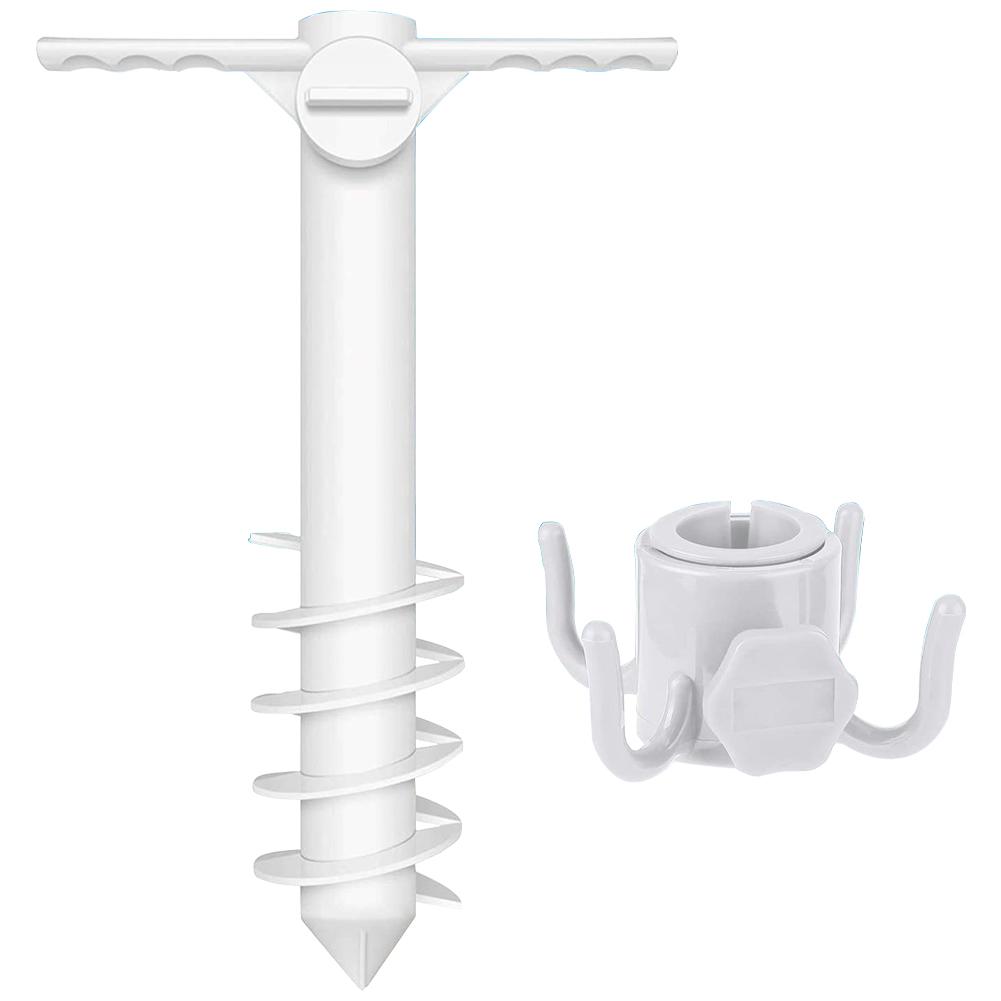 

3/5 Spin Beach Umbrella Stand with Hook Spike Auger Keep Holder Adjustable Sunshade Bracket Windproof Outdoor Travel Accessories