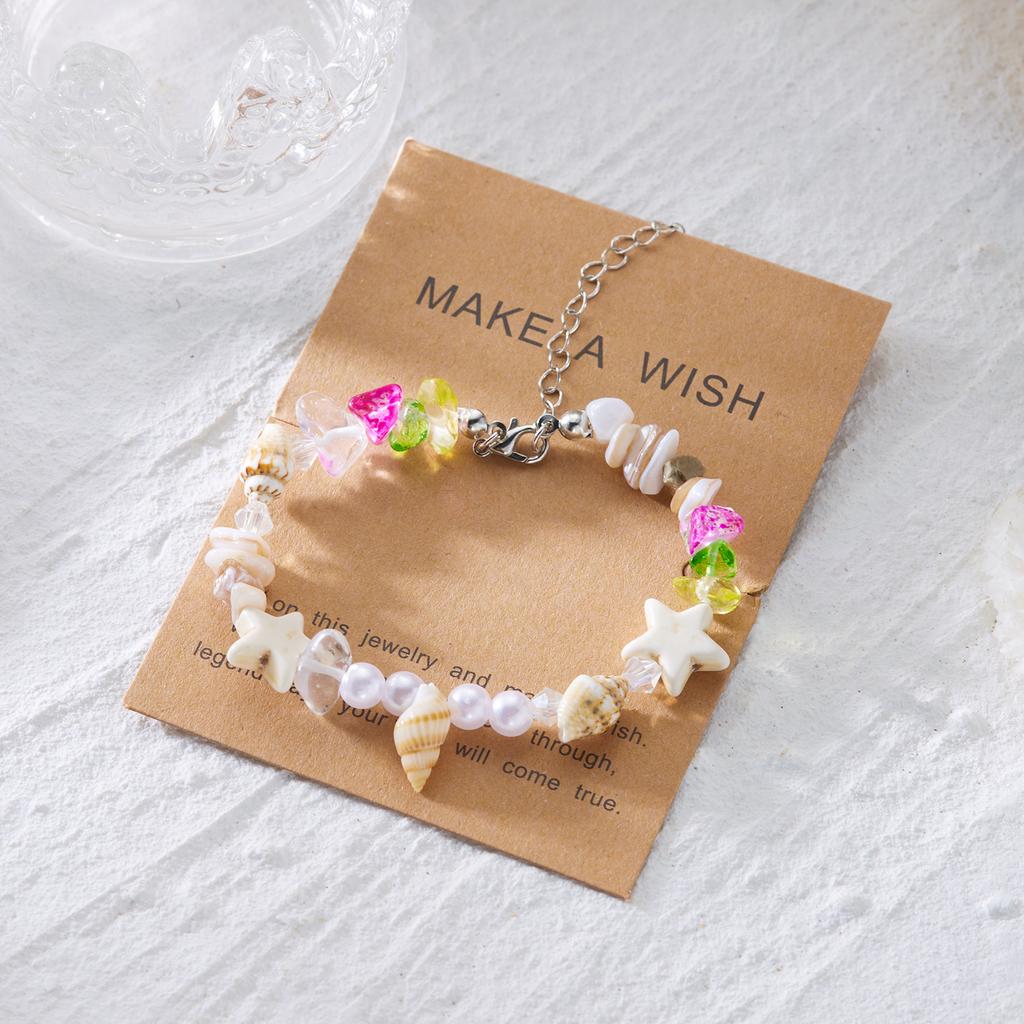 Handmade Crystal Starfish Shell Charm Bracelets for Women Bohemian Conch Adjustable Bracelets Friendship Beach Holiday Jewelry