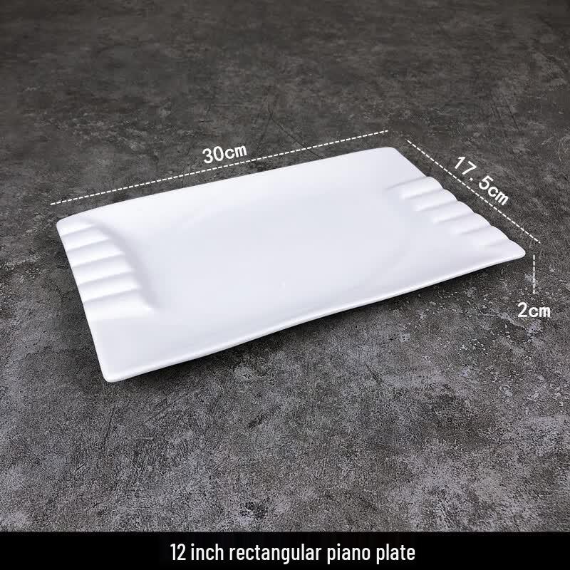 

White Rectangular Ceramic Dinner Plate