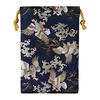 Senshishuin Nishijin Brocade Drawstring Bag Navy Blue Washimatsu Medium Size (Lined) (Japanese Pine)