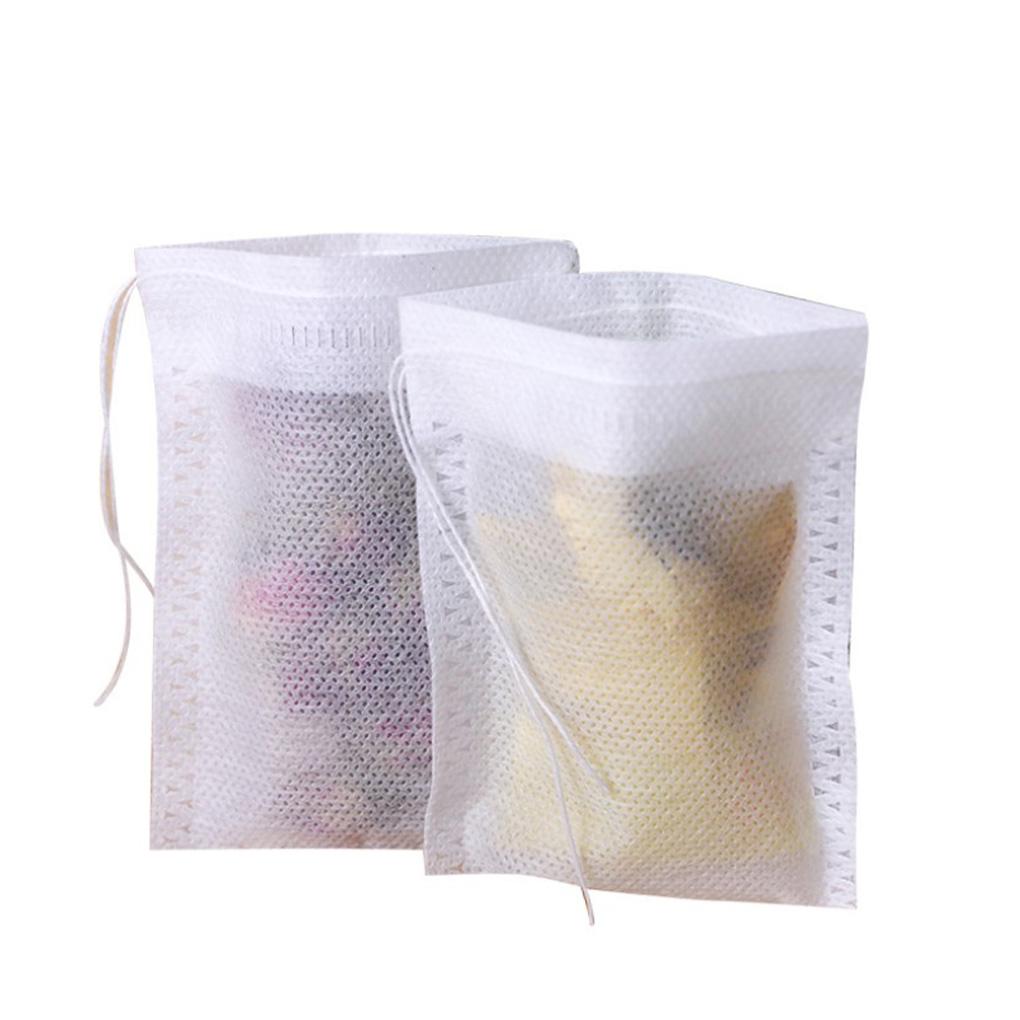 100 Pieces Tea Coffee Drawstring Bags Non-Woven Fabric Breathable Portable Spice Herb Mesh Pouches DIY Crafting Supplies