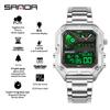 Sanda 6278 Waterproof Multi-Time Zone Teen Sports Alarm Wristwatch