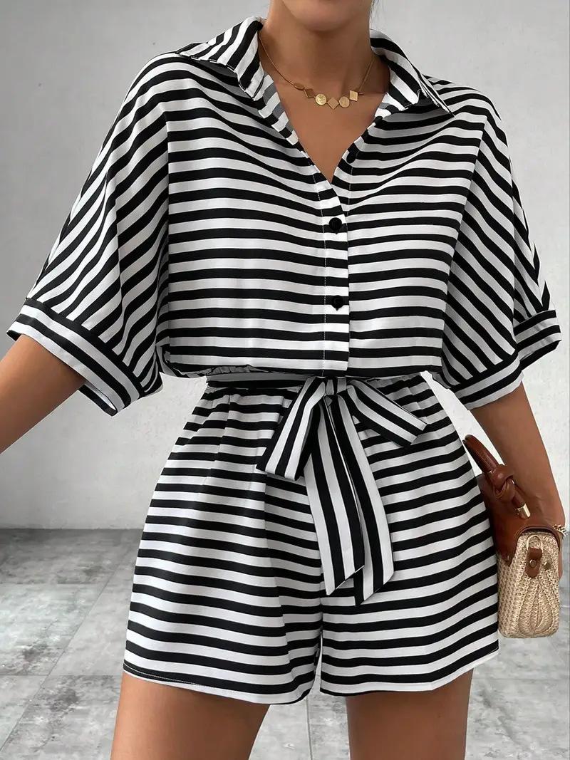 Europe and the United States cross-border Amazon independent station wish explosion 2024 summer casual fashion striped women s suit shorts S