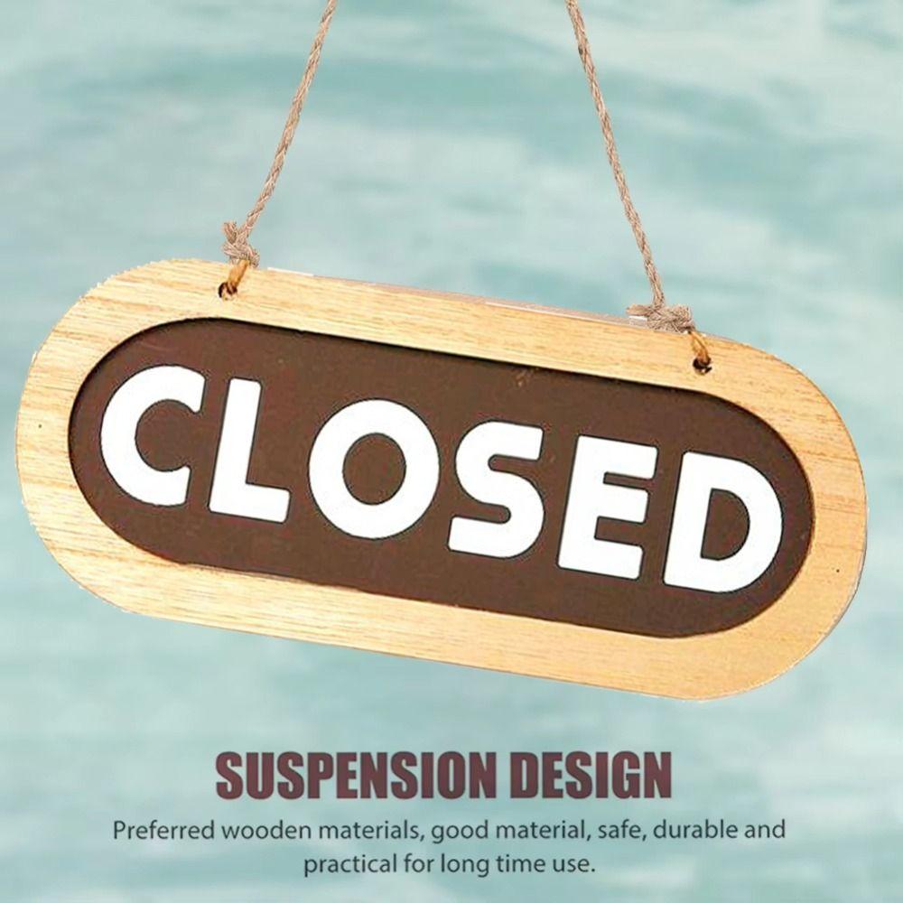 Wooden Double Sided Door Sign Rope Hanging Business Open Sign for Store Door Hanging Tag Bar Use