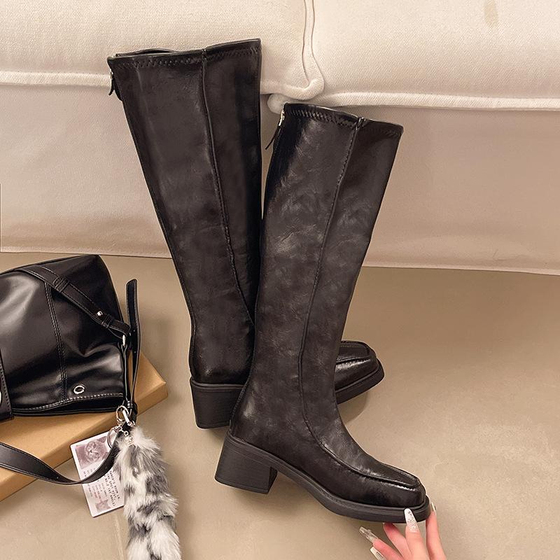 British style but knee boots women's new autumn and winter knight boots women's thick-soled thick-heeled rear zipper high boots