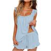 Set de pijama cu volane european și american: Pantaloni scurți cu decupaje și top cu mânecă scurtă A009