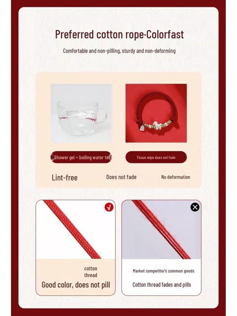 Sterlingsilber 999 Tierkreis Pferd Rotes Seil Armband - 2026 Geburtsjahr Sonderedition