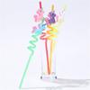 Pack of 4 Reusable Unicorns Straws Animal Theme Plastic Drinking Straw for Kid Baby Shower Birthday Party Supplies Gift