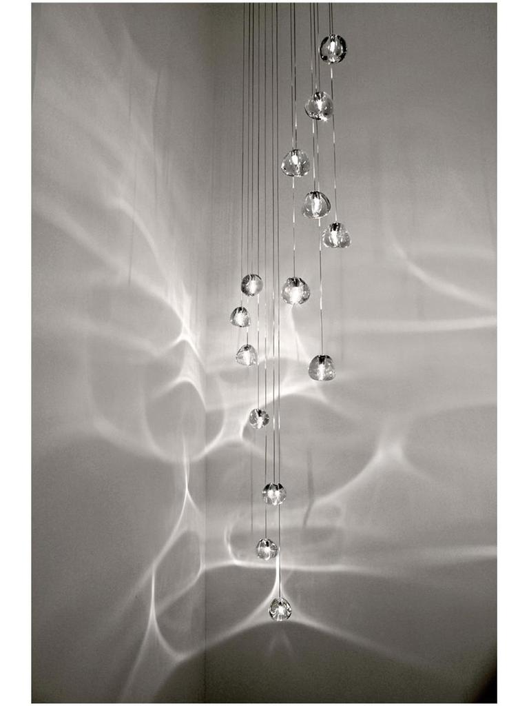 Modern American Cherry Crystal LED Chandelier for Staircase or Restaurant