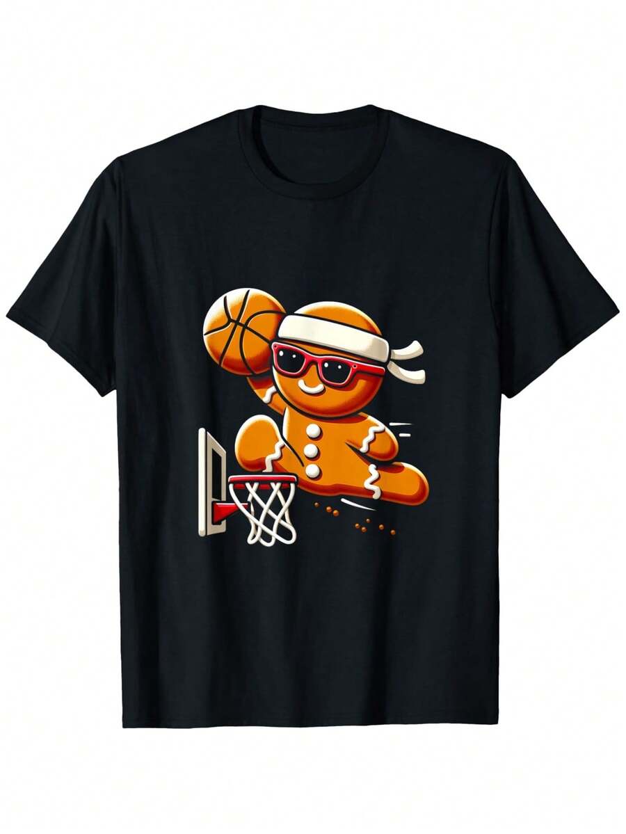 Gingerbread For Unisex Playing Basketball Dunking Christmas Xmas Unisex T-Shirt XL