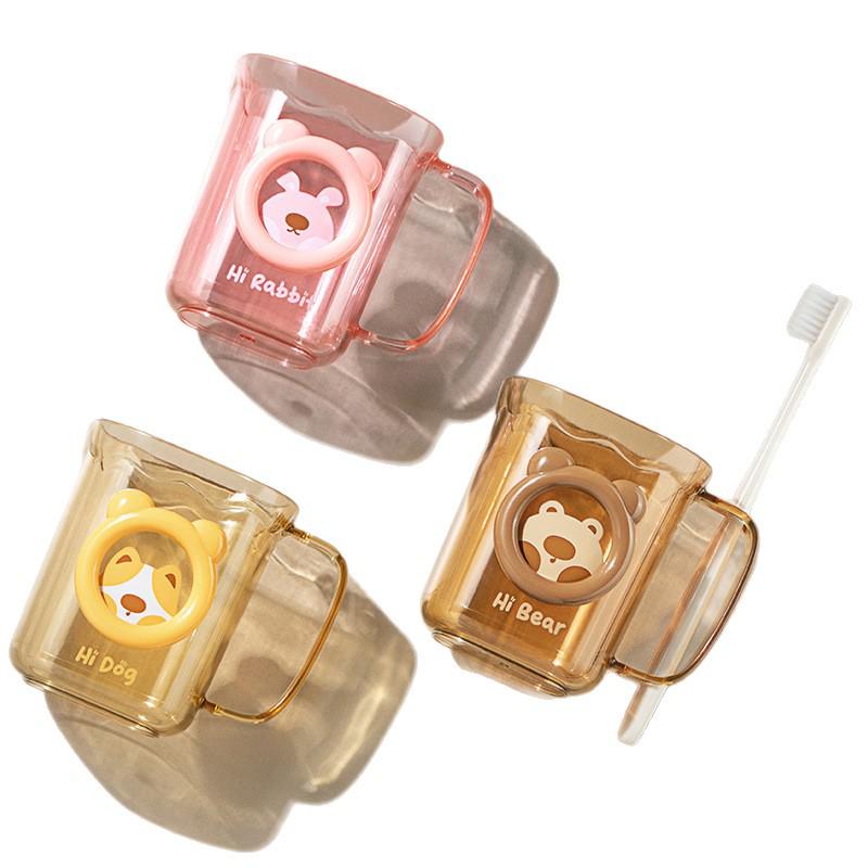 Household Cartoon Mouthwash & Toothbrush Cup Set for Kids & Couples, Creative Dorm-Use.