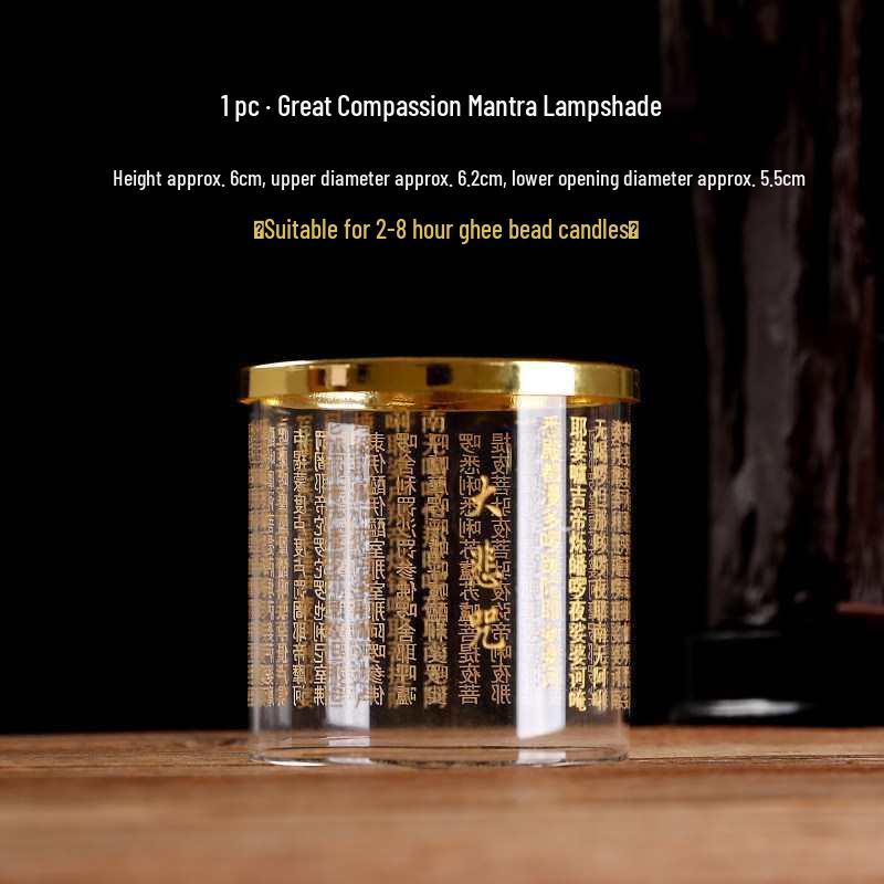 Windproof Buddha Candle Holder with Crystal Butter Lamp and Mantra Stand