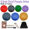 6 inch Steel Tongue Drum  With Drumsticks Tune Percussion Musical Instrument Steel Tongue Drum for Beginners With 11 Tones