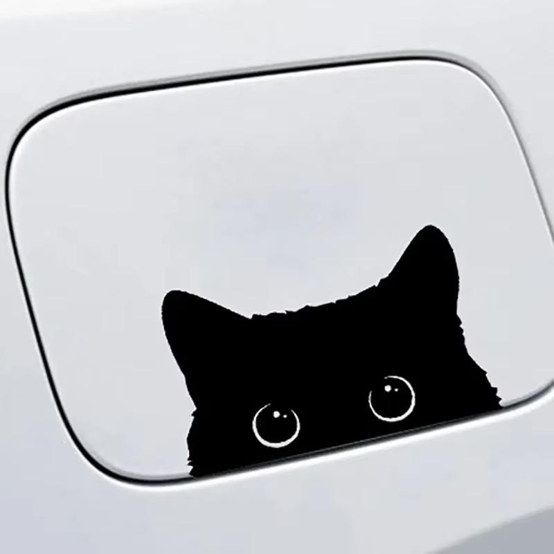 Car Sticker Cartoon Cat Sticker Black Cat With Big Eyes Vinyl Decoration Sticker Car Styling Cover Waterproof Car Accessories