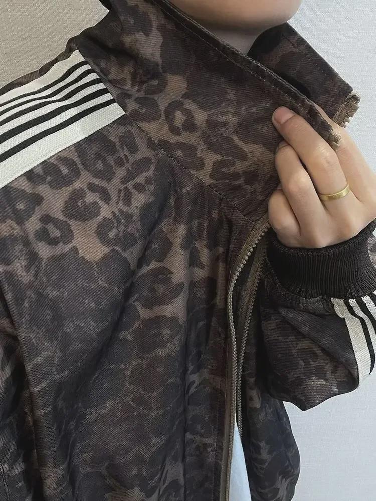 Men's Retro Leopard Print Sports Jacket - Trendy Spring/Autumn Zipper Striped Casual Wear