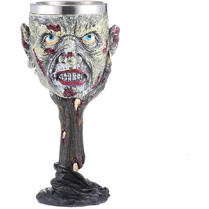 Tvoip Horrible Resin Stainless Steel Skull Goblet Retro Claw Wine Glass Gothic Cocktail Glasses Wolf Whiskey Cup Party Bar Drinkware (Skull1)