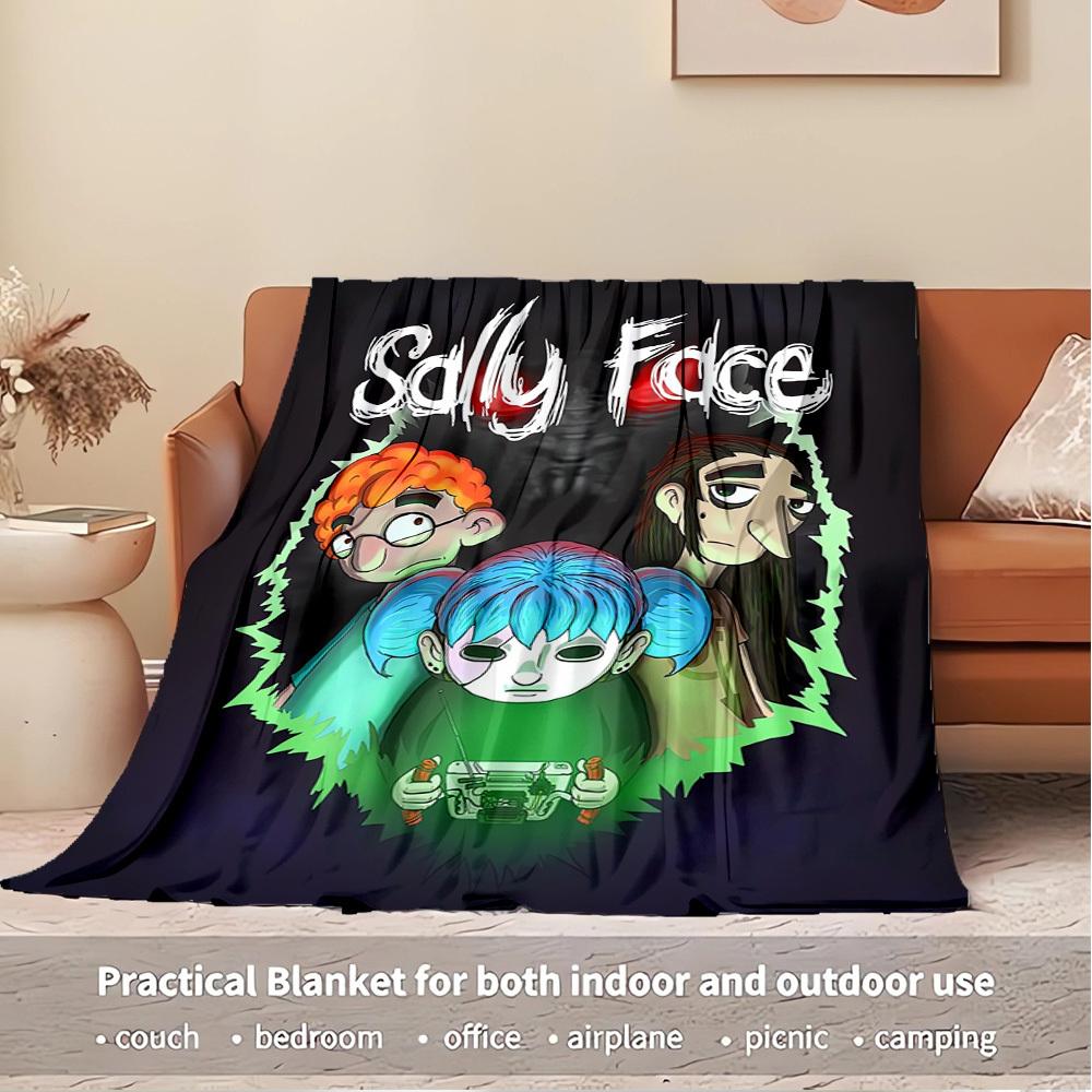 1pc Sally Face,Cartoon ,Horror Theme Flannel Blanket  Lightweight Soft for All Seasons, Ideal for Couch, Office, Bed, Travel, Camping  Throw72