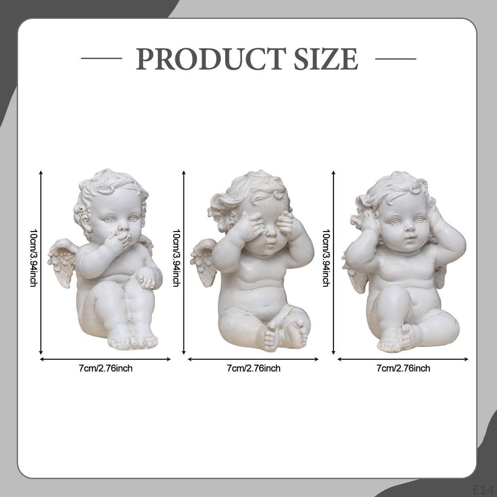 Angel Statue Resin Sculpture Decoration Retro Nordic Style Desktop Ornament for Living Room