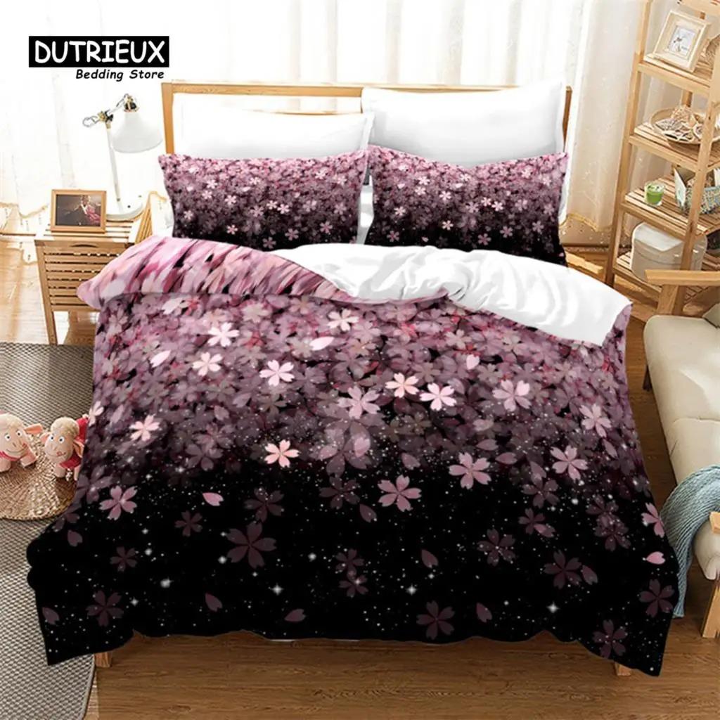 

Мягкий цветочный пододеяльник с наволочками, летние цветы, 3D-принт, комплект постельного белья размера «king-size» для взрослых, детей, девочек, подростков, декор 70x133cm 2pcs