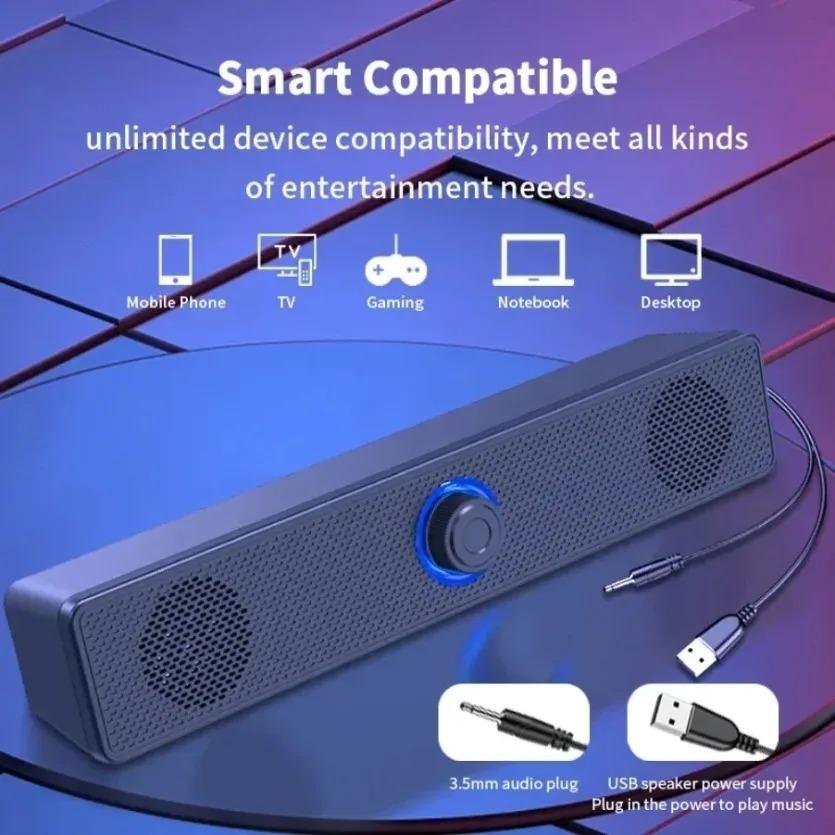 Bluetooth Computer Soundbar Speaker With Dual Speakers Powerful Bass Wired/Wireless Connection For PC Laptop Desktop
